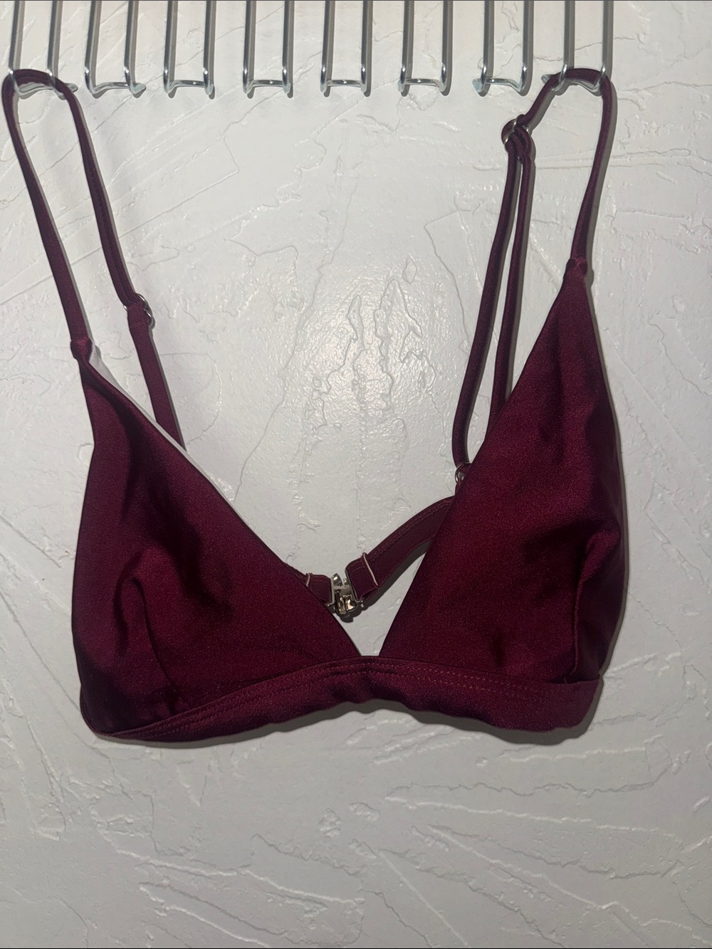 Women's Bralette - Burgundy Wireless Triangle Bikini Top M Plum